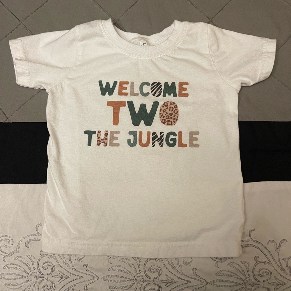 Kids White Graphic Tee - Welcome to the Jungle